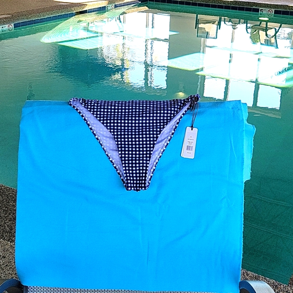 🆕️ We Wore What Bikini Bottoms Navy & White Plaid Size Small